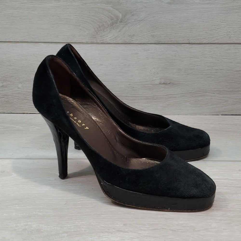 Theory Womens Suede Heels Platform shoes sz 36.5/6.5